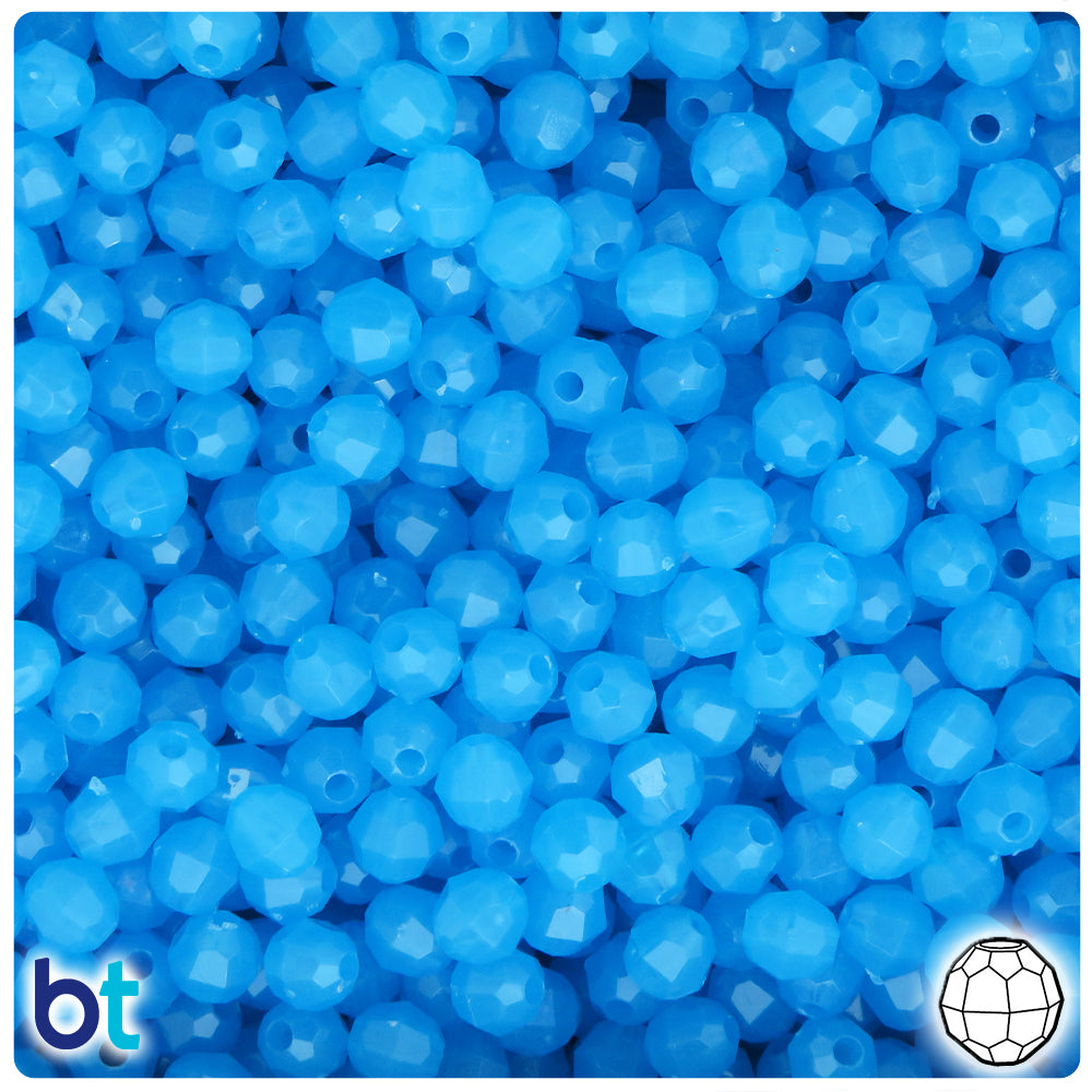 Blue Glow 6mm Faceted Round Plastic Beads (600pcs)