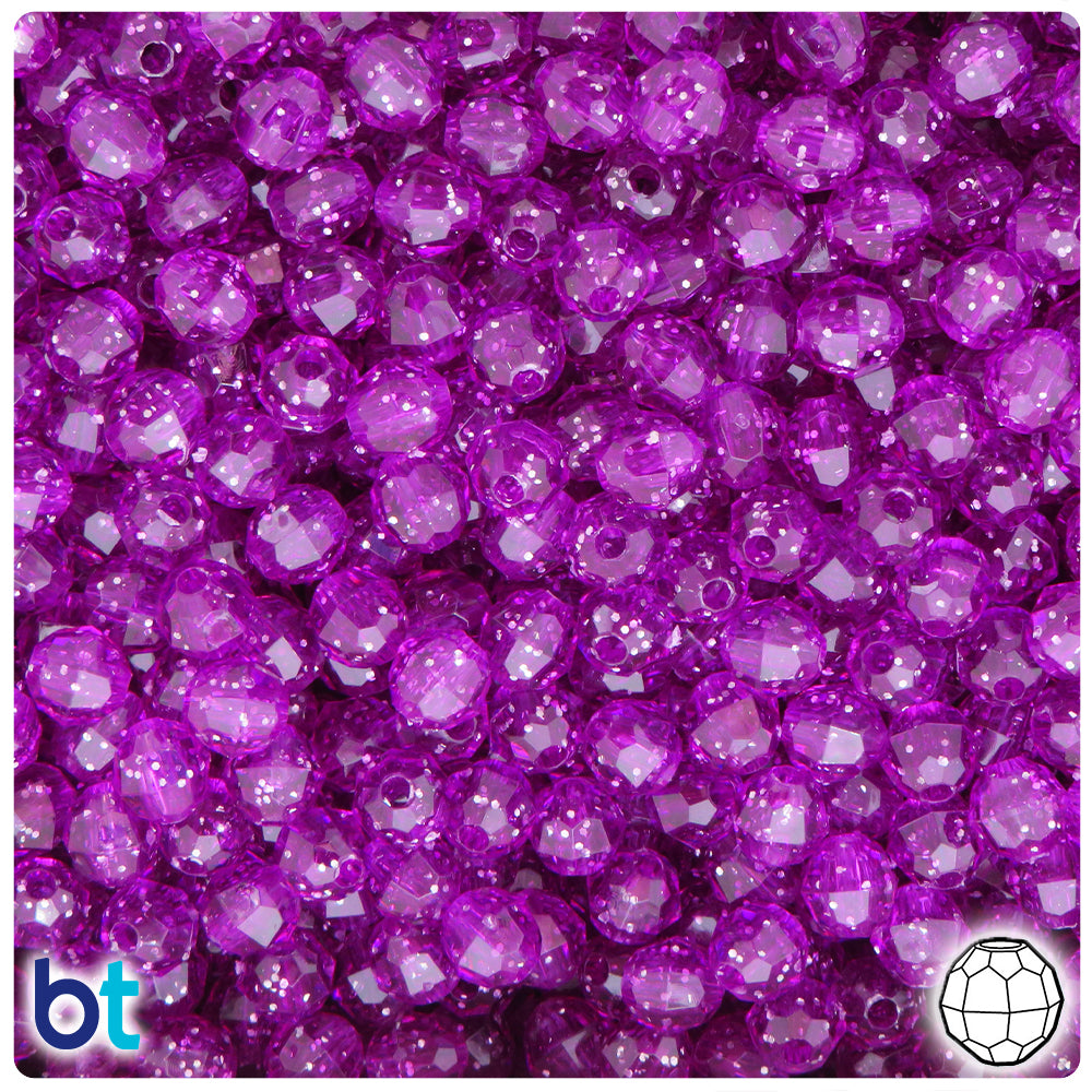 Lilac Sparkle 6mm Faceted Round Plastic Beads (600pcs)
