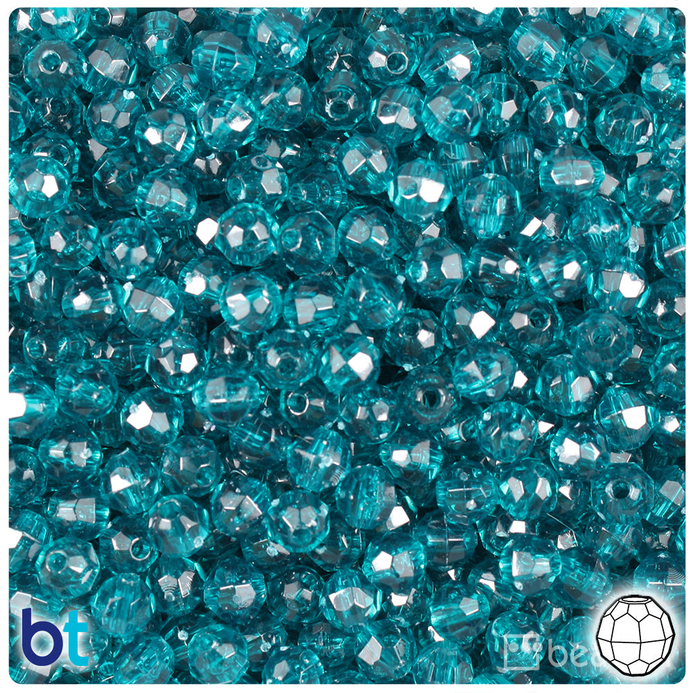 Dark Teal Transparent 6mm Faceted Round Plastic Beads (600pcs)