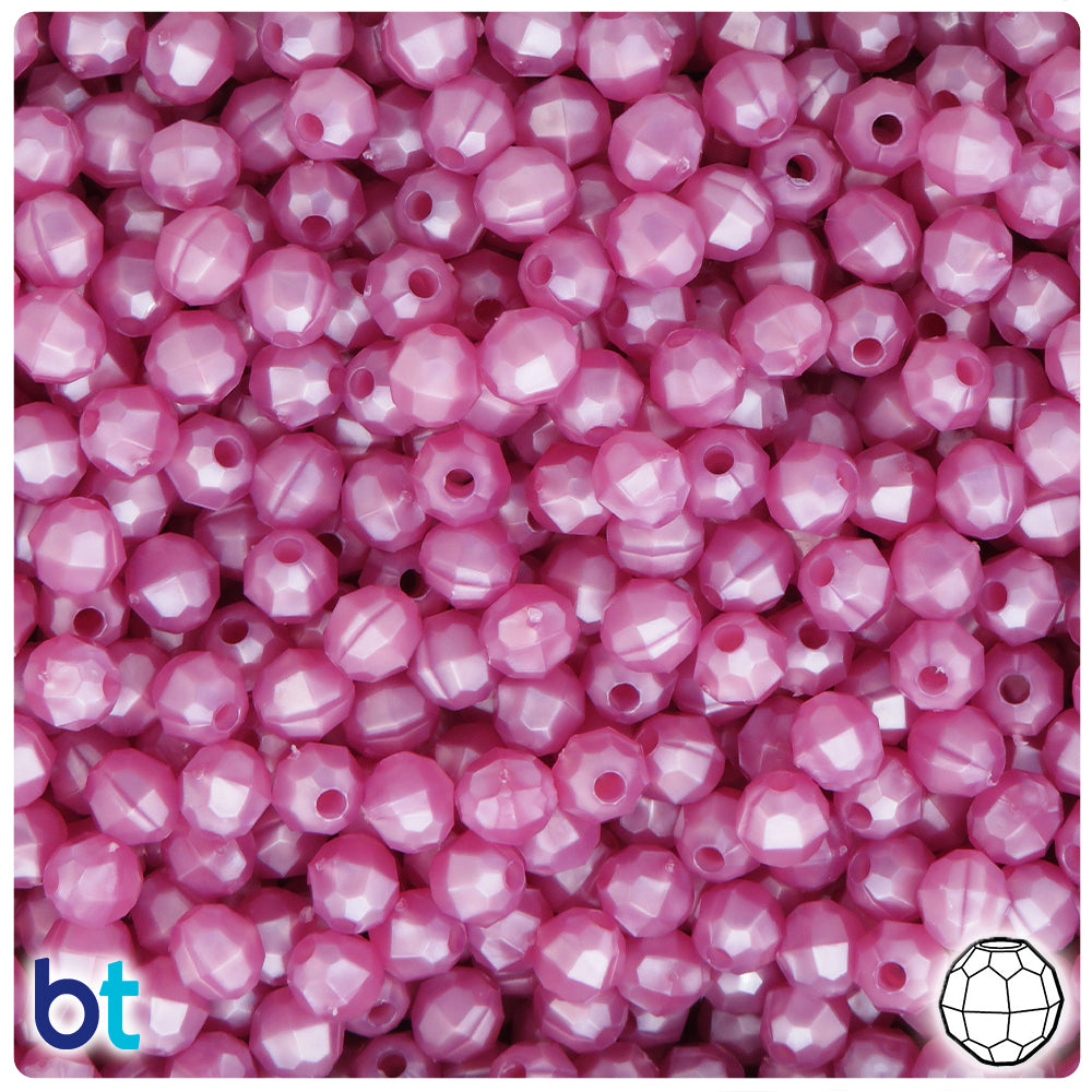 Mauve Pearl 6mm Faceted Round Plastic Beads (600pcs)