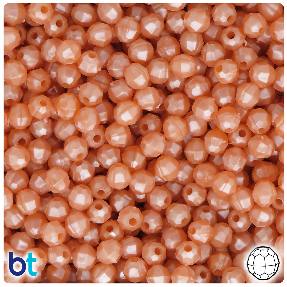 Peach Pearl 6mm Faceted Round Plastic Beads (600pcs)