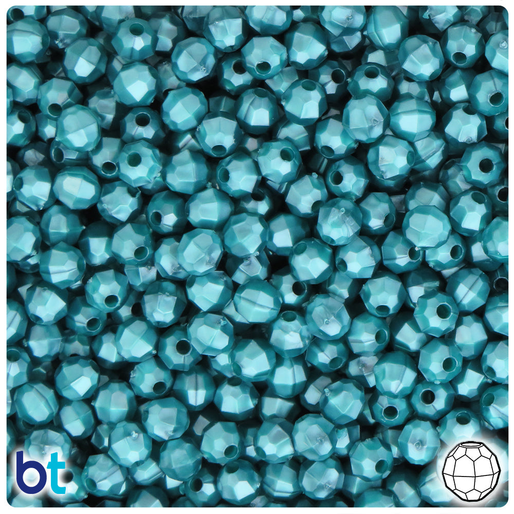 Teal Pearl 6mm Faceted Round Plastic Beads (600pcs)