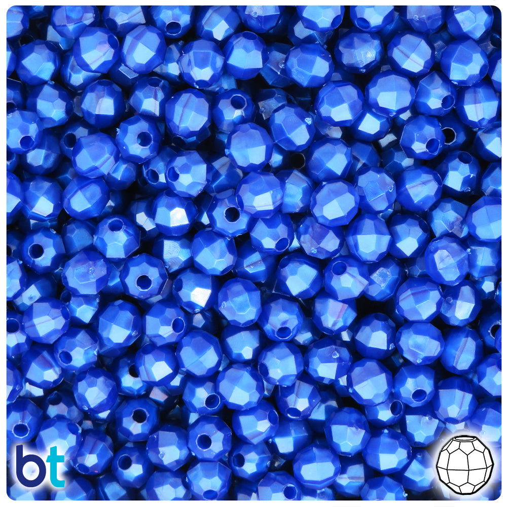 Cobalt Pearl 6mm Faceted Round Plastic Beads (600pcs)