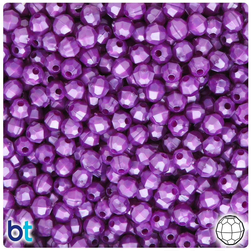 Violet Pearl 6mm Faceted Round Plastic Beads (600pcs)
