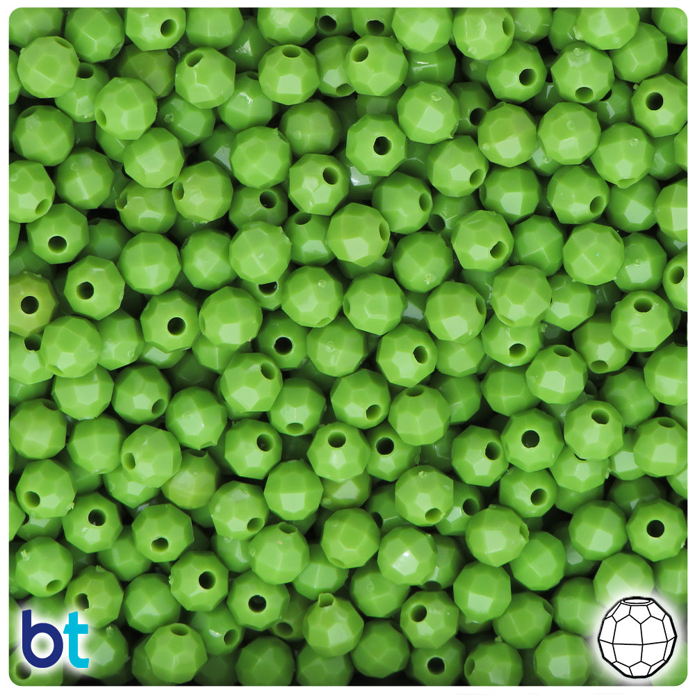 Kiwi Opaque 6mm Faceted Round Plastic Beads (600pcs)