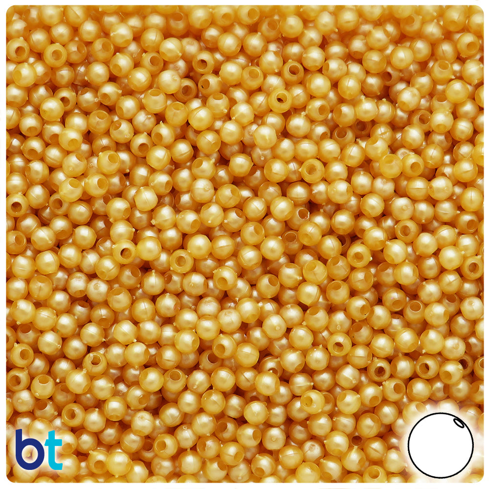 Gold Pearl 4mm Round Plastic Beads (1000pcs)