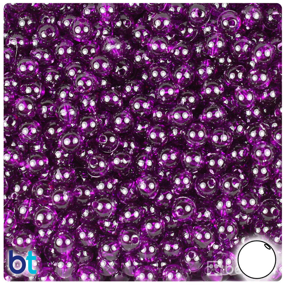 Dark Amethyst Transparent 6mm Round Plastic Beads (500pcs)
