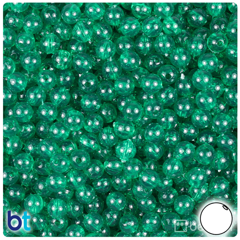 Emerald Transparent 6mm Round Plastic Beads (500pcs)