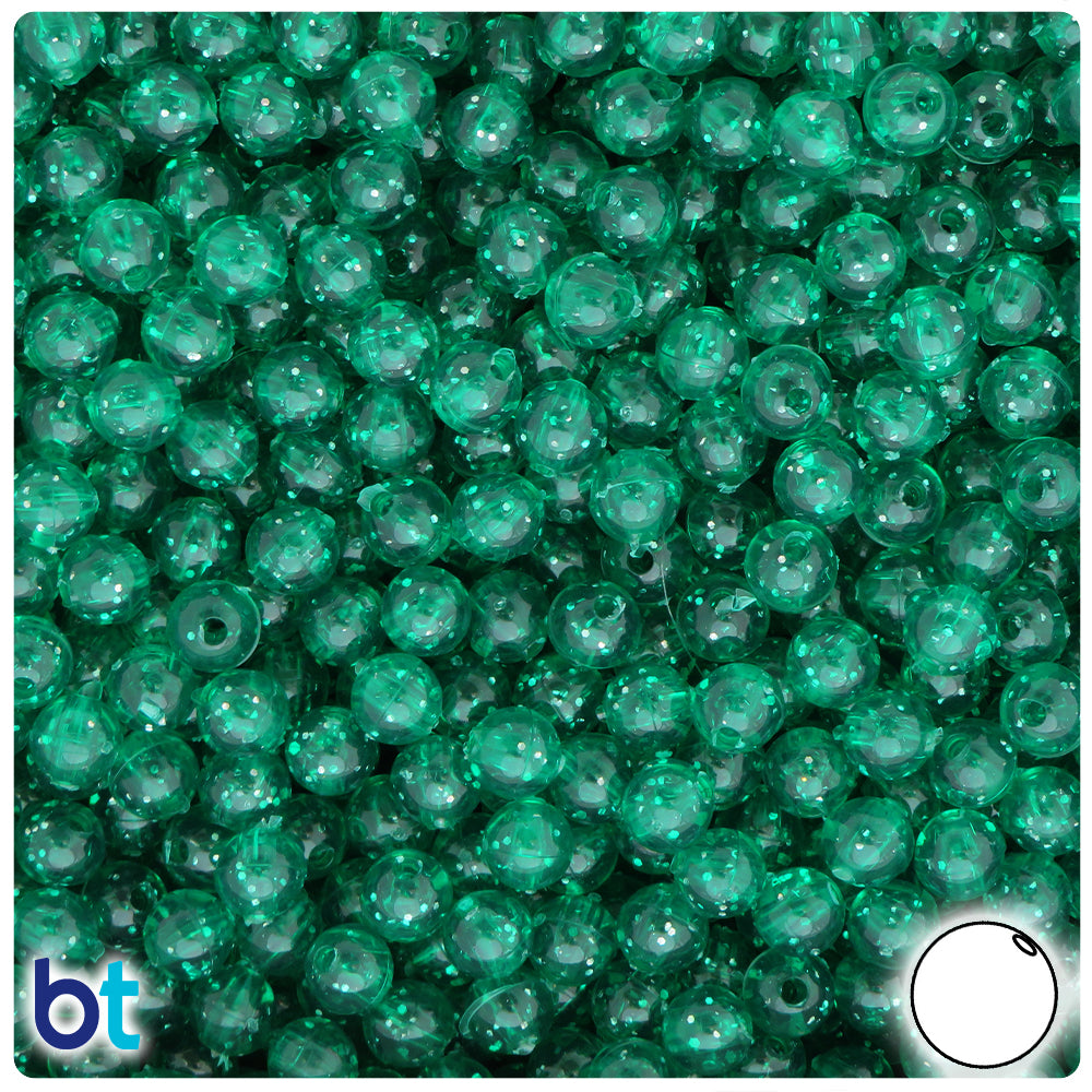 Emerald Sparkle 6mm Round Plastic Beads (500pcs)