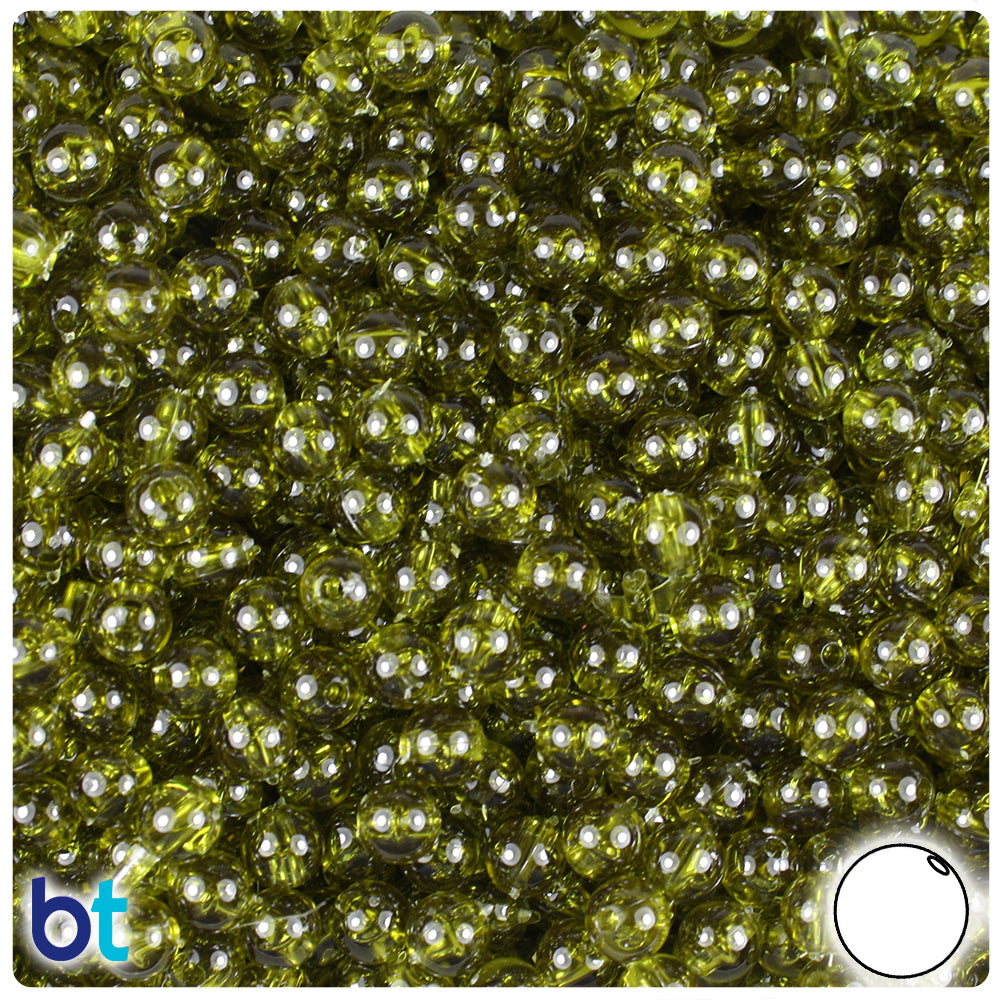 Avocado Transparent 6mm Round Plastic Beads (500pcs)