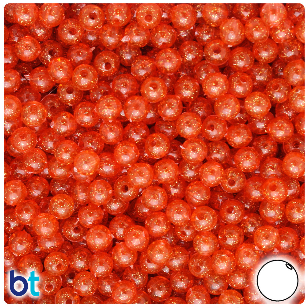 Hyacinth Gold Sparkle 6mm Round Plastic Beads (500pcs)