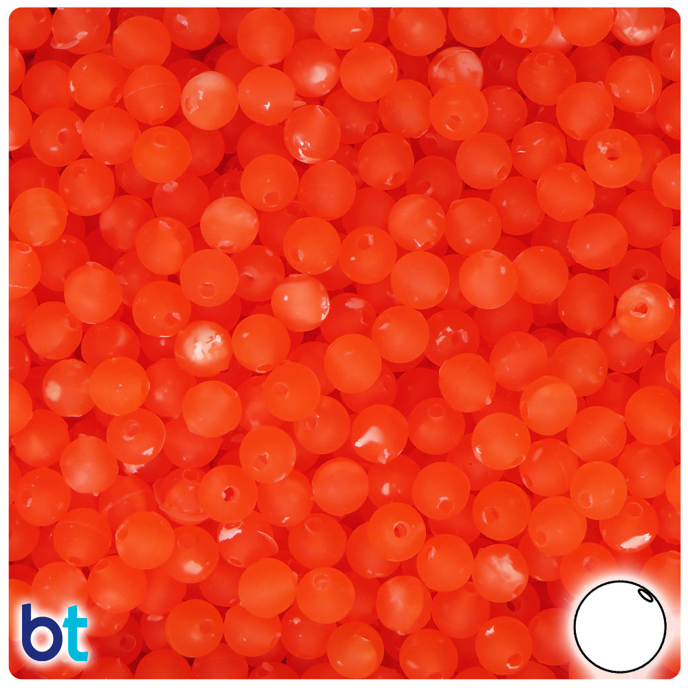 Hyacinth Frosted 6mm Round Plastic Beads - White Swirls (500pcs)