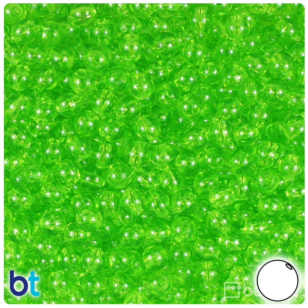 Lime Transparent 6mm Round Plastic Beads (500pcs)