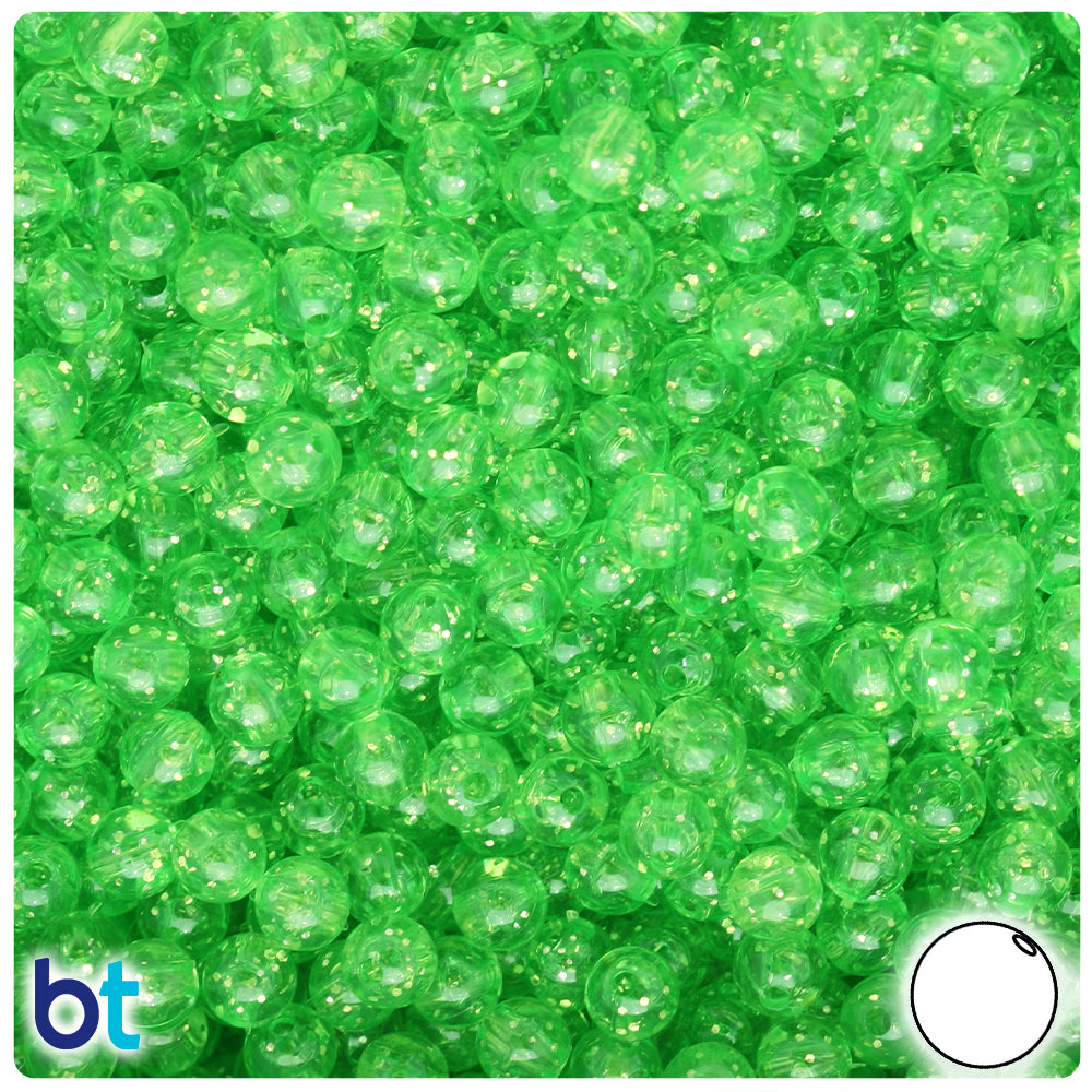 Lime Sparkle 6mm Round Plastic Beads (500pcs)