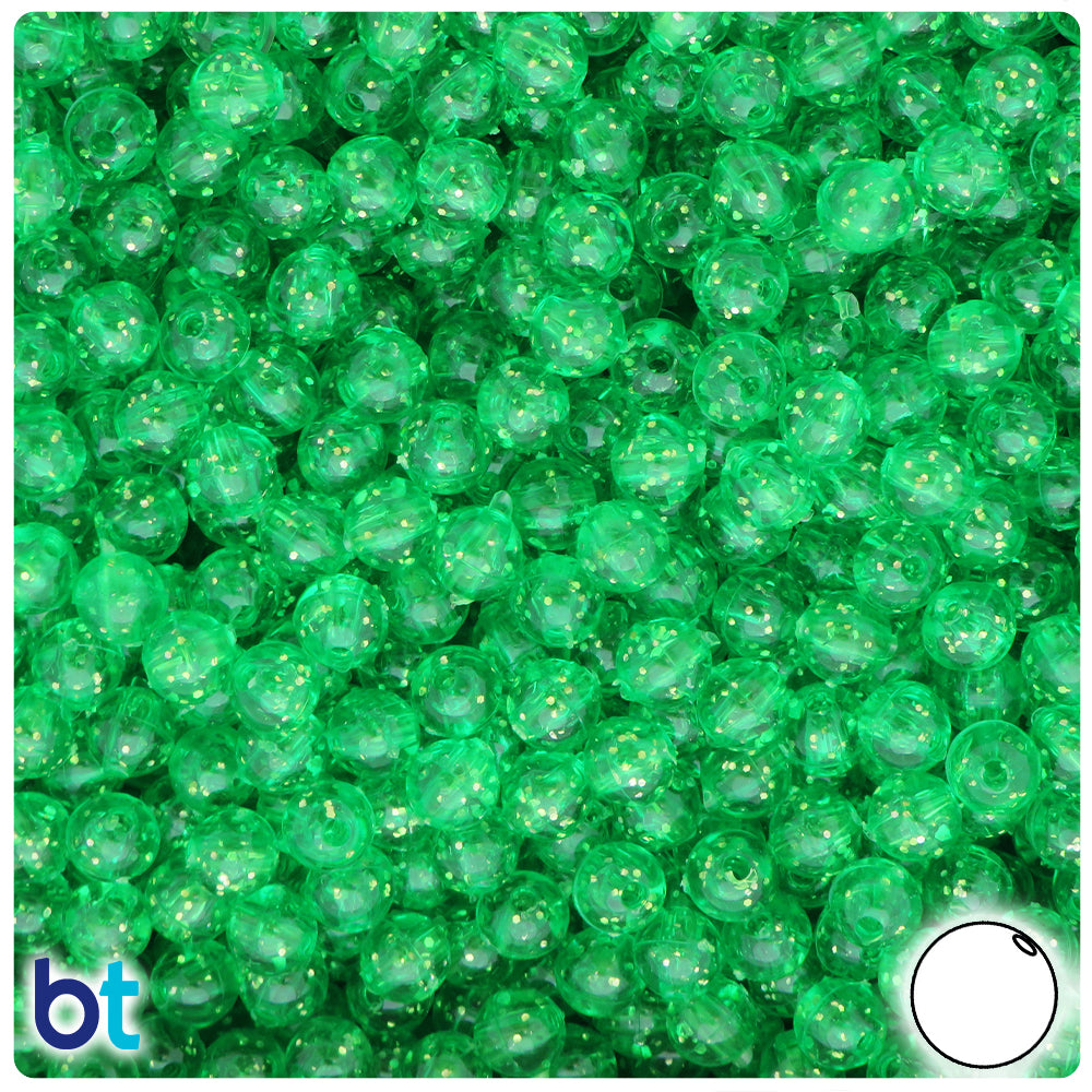 Mint Sparkle 6mm Round Plastic Beads (500pcs)