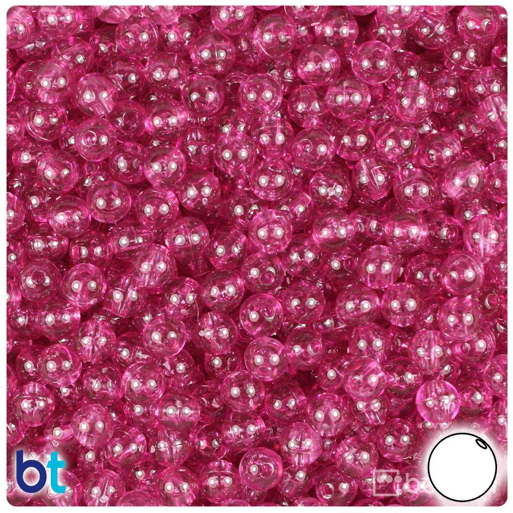 Fuchsia Transparent 6mm Round Plastic Beads (500pcs)