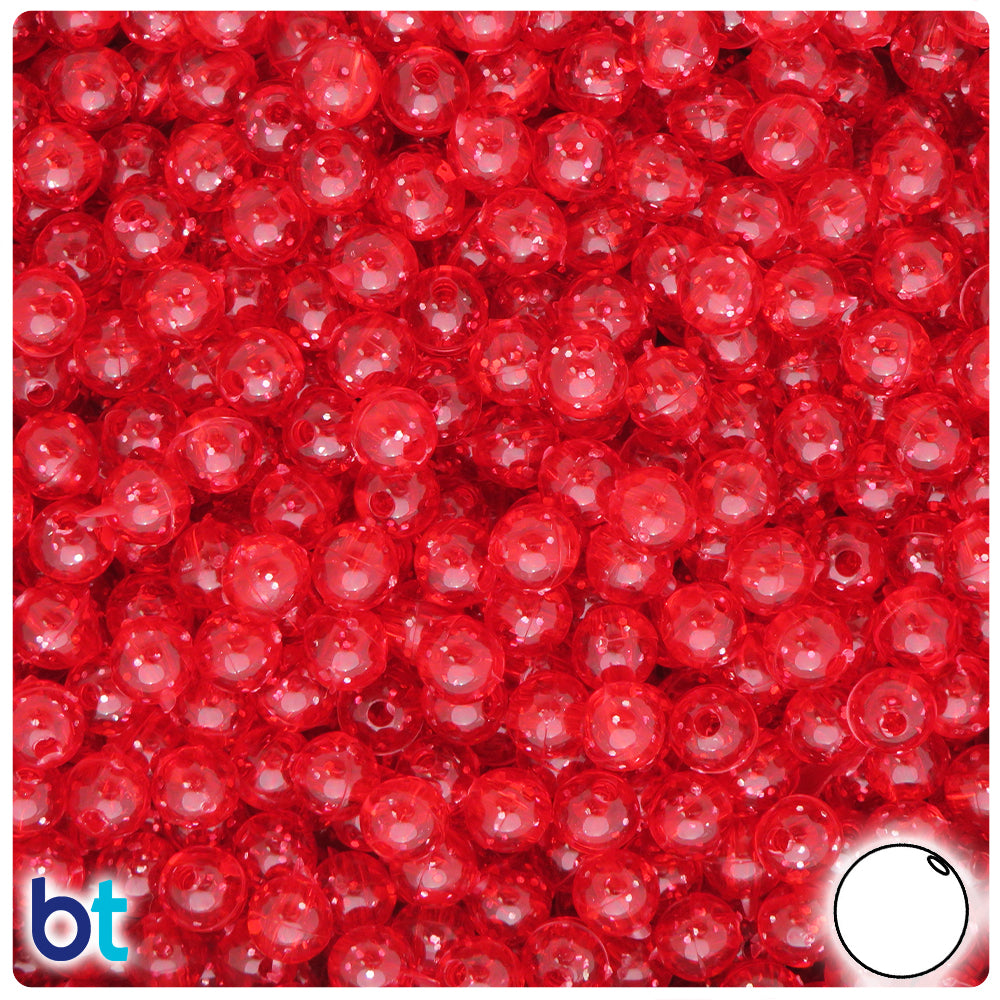 Ruby Sparkle 6mm Round Plastic Beads (500pcs)