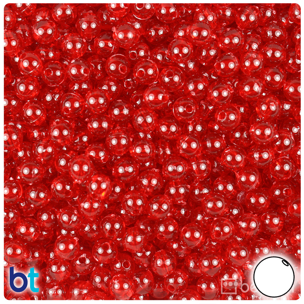 Dark Ruby Transparent 6mm Round Plastic Beads (500pcs)