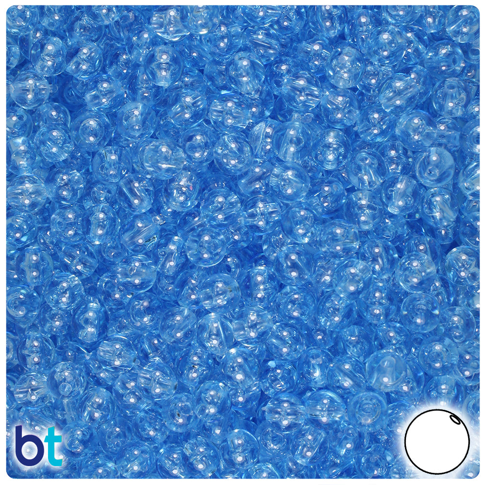 Light Sapphire Transparent 6mm Round Plastic Beads (500pcs)