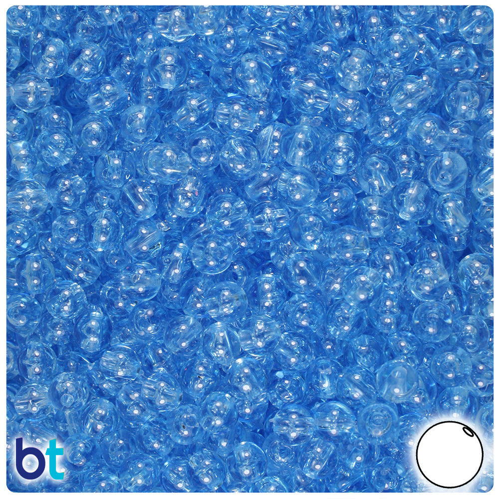 Light Sapphire Transparent 6mm Round Plastic Beads (500pcs)