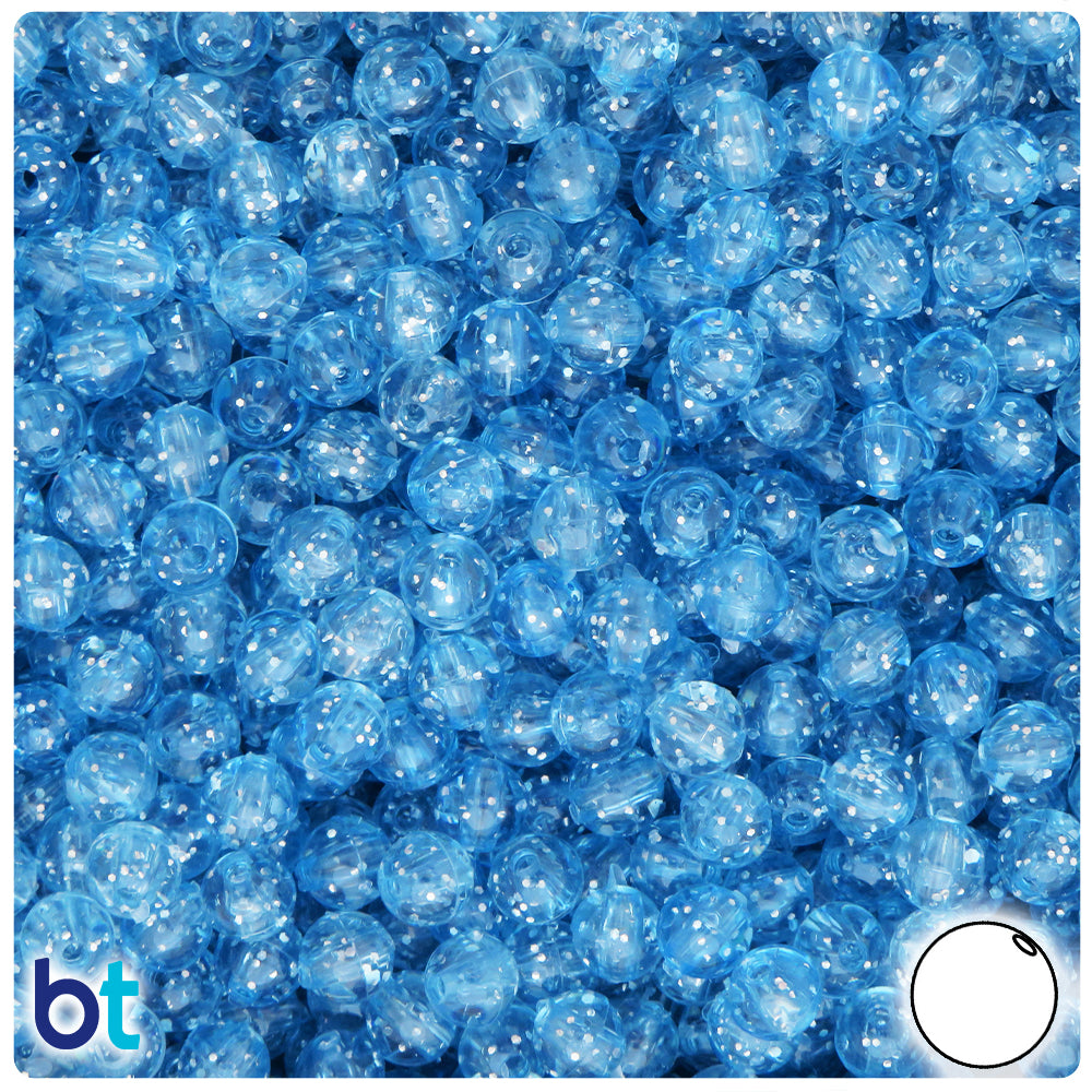 Light Sapphire Sparkle 6mm Round Plastic Beads (500pcs)