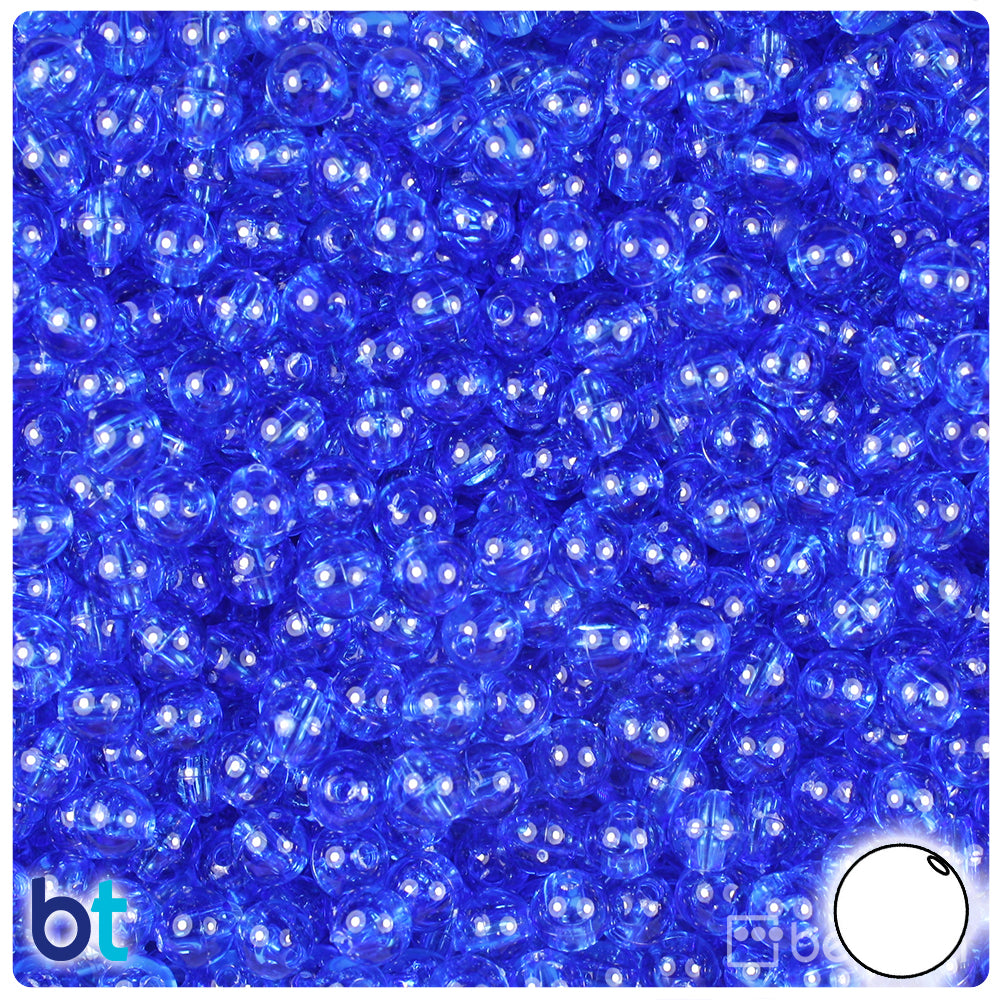 Dark Sapphire Transparent 6mm Round Plastic Beads (500pcs)