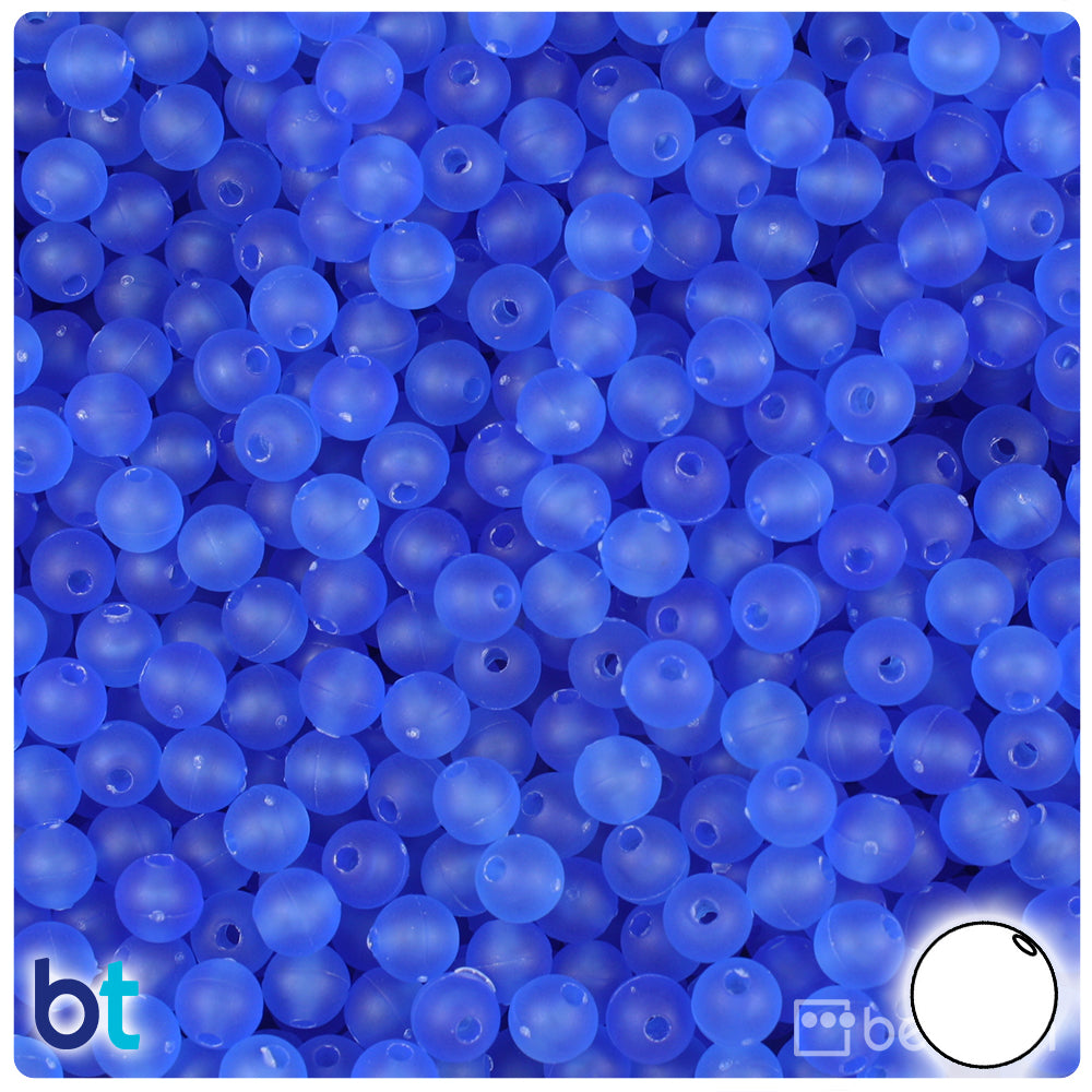 Dark Sapphire Frosted 6mm Round Plastic Beads (500pcs)