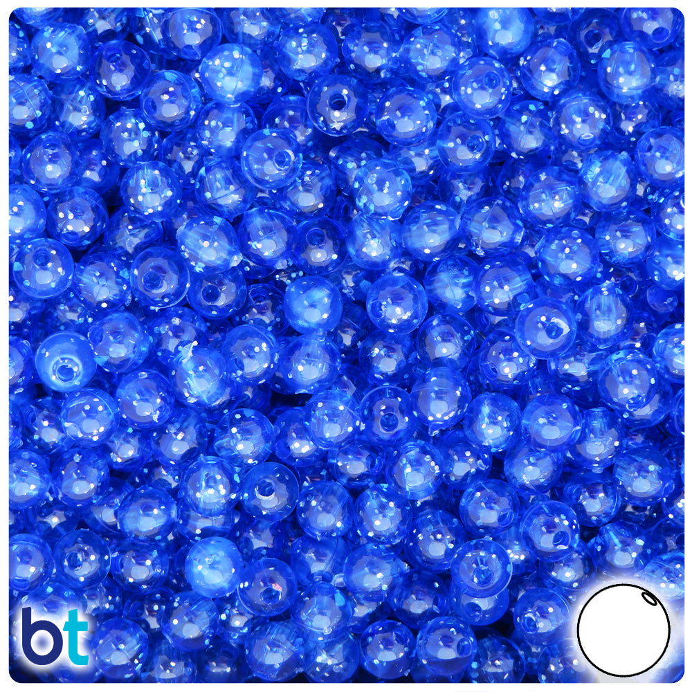Dark Sapphire Sparkle 6mm Round Plastic Beads (500pcs)
