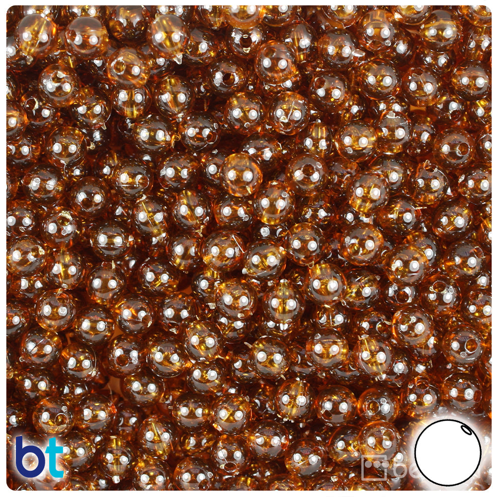 Root Beer Transparent 6mm Round Plastic Beads (500pcs)