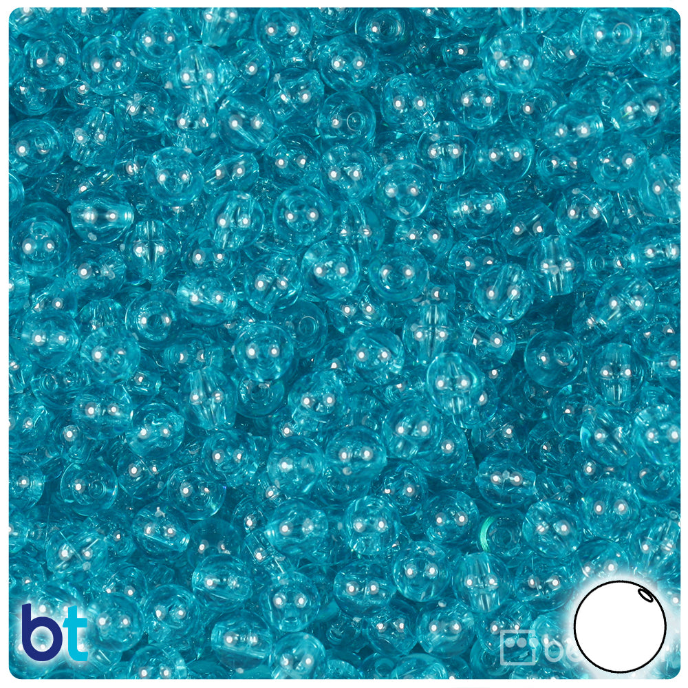 Turquoise Transparent 6mm Round Plastic Beads (500pcs)