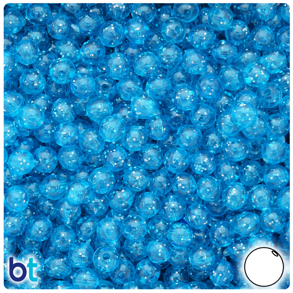 Turquoise Sparkle 6mm Round Plastic Beads (500pcs)