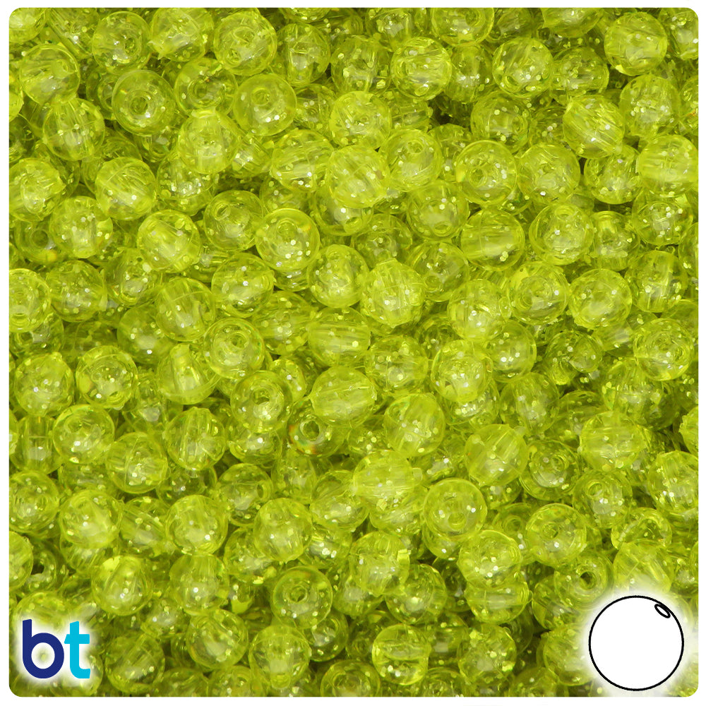 Yellow Sparkle 6mm Round Plastic Beads (500pcs)