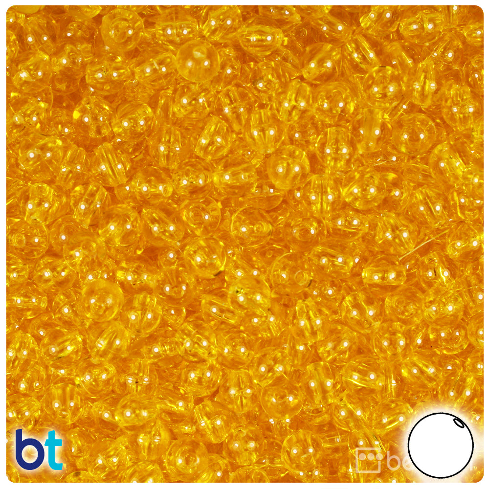 Dark Yellow Transparent 6mm Round Plastic Beads (500pcs)
