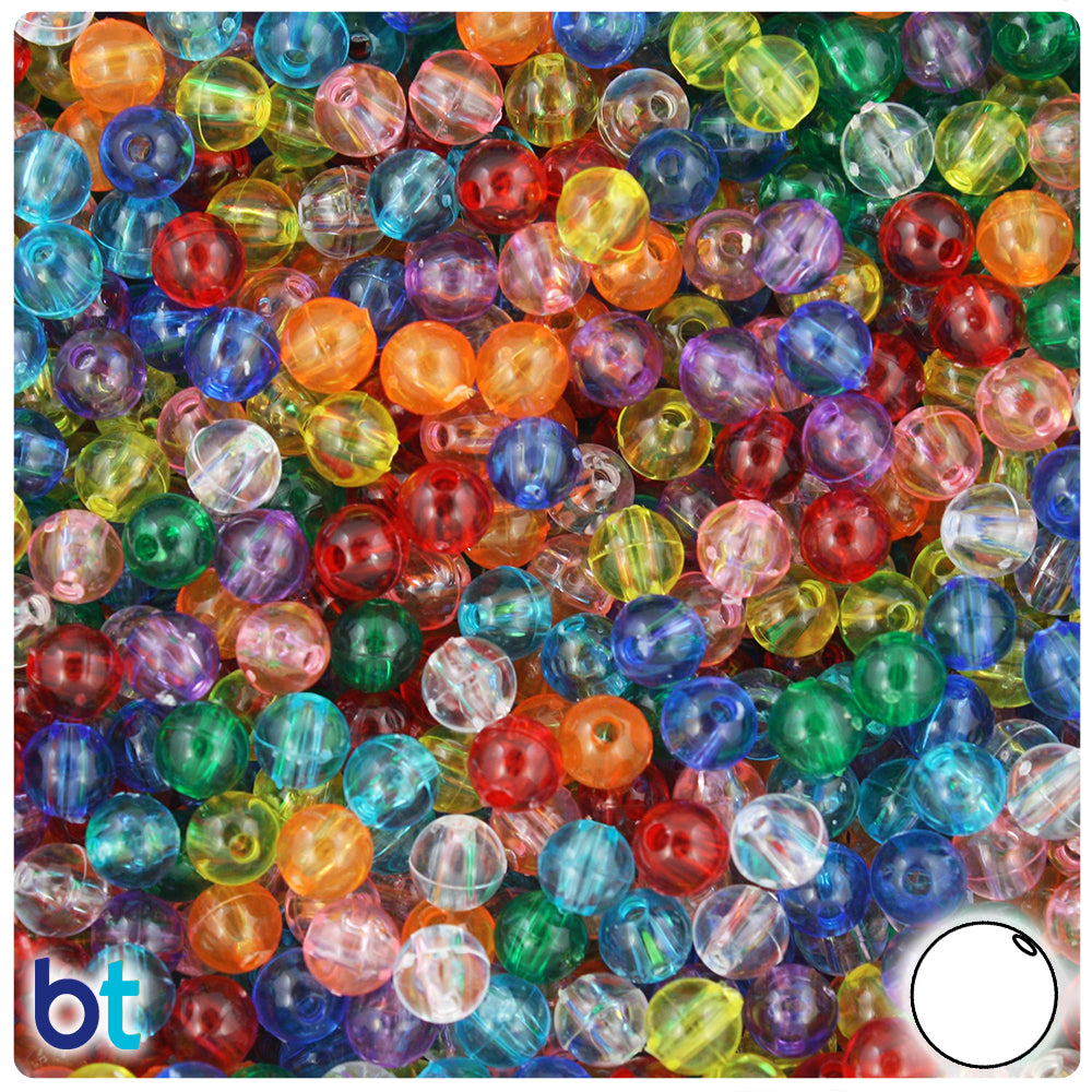 Transparent Mix 6mm Round Plastic Beads (500pcs)