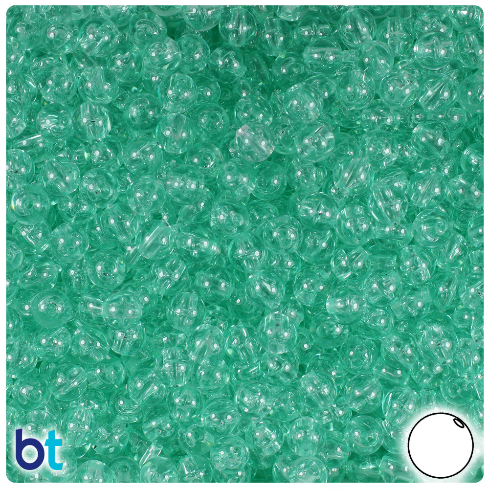 Green Aqua Transparent 6mm Round Plastic Beads (500pcs)