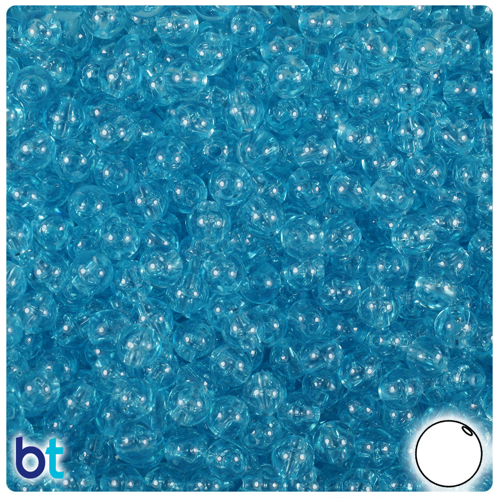 Light Turquoise Transparent 6mm Round Plastic Beads (500pcs)