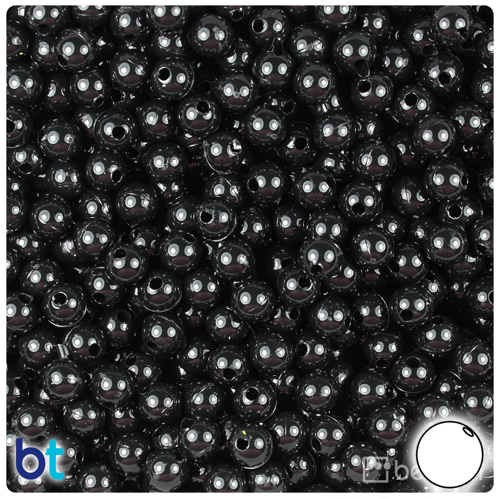 Black Opaque 6mm Round Plastic Beads (500pcs)