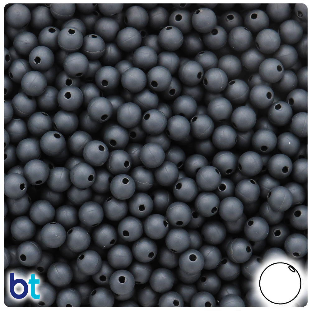 Black Matte 6mm Round Plastic Beads (500pcs)