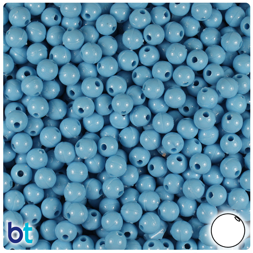Baby Blue Opaque 6mm Round Plastic Beads (500pcs)