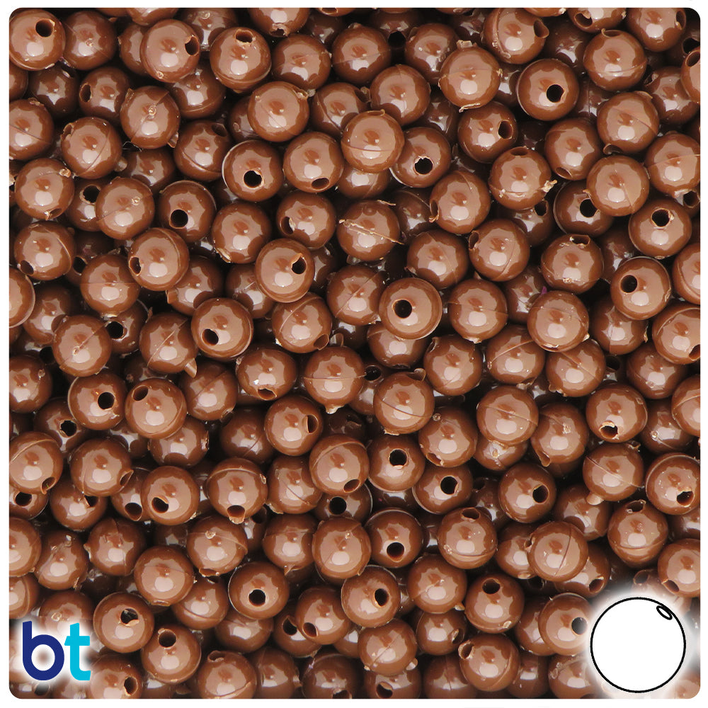 Chocolate Opaque 6mm Round Plastic Beads (500pcs)