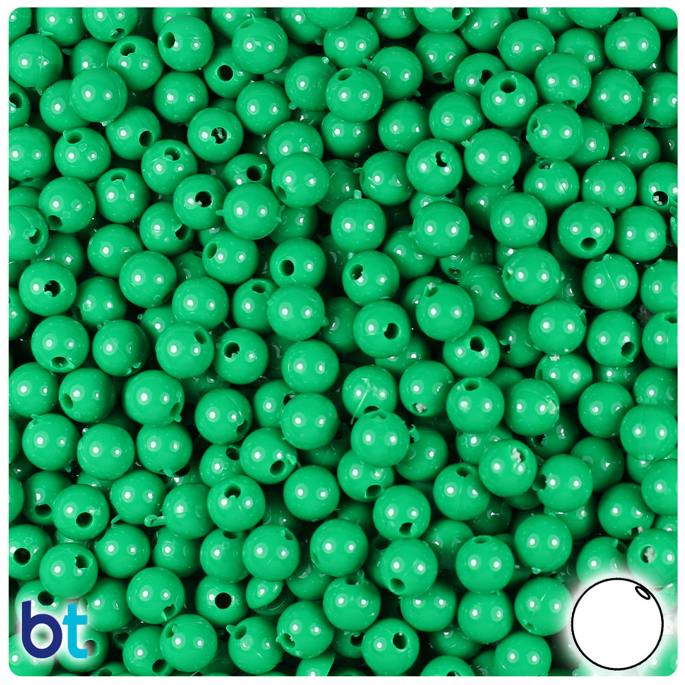 Green Opaque 6mm Round Plastic Beads (500pcs)