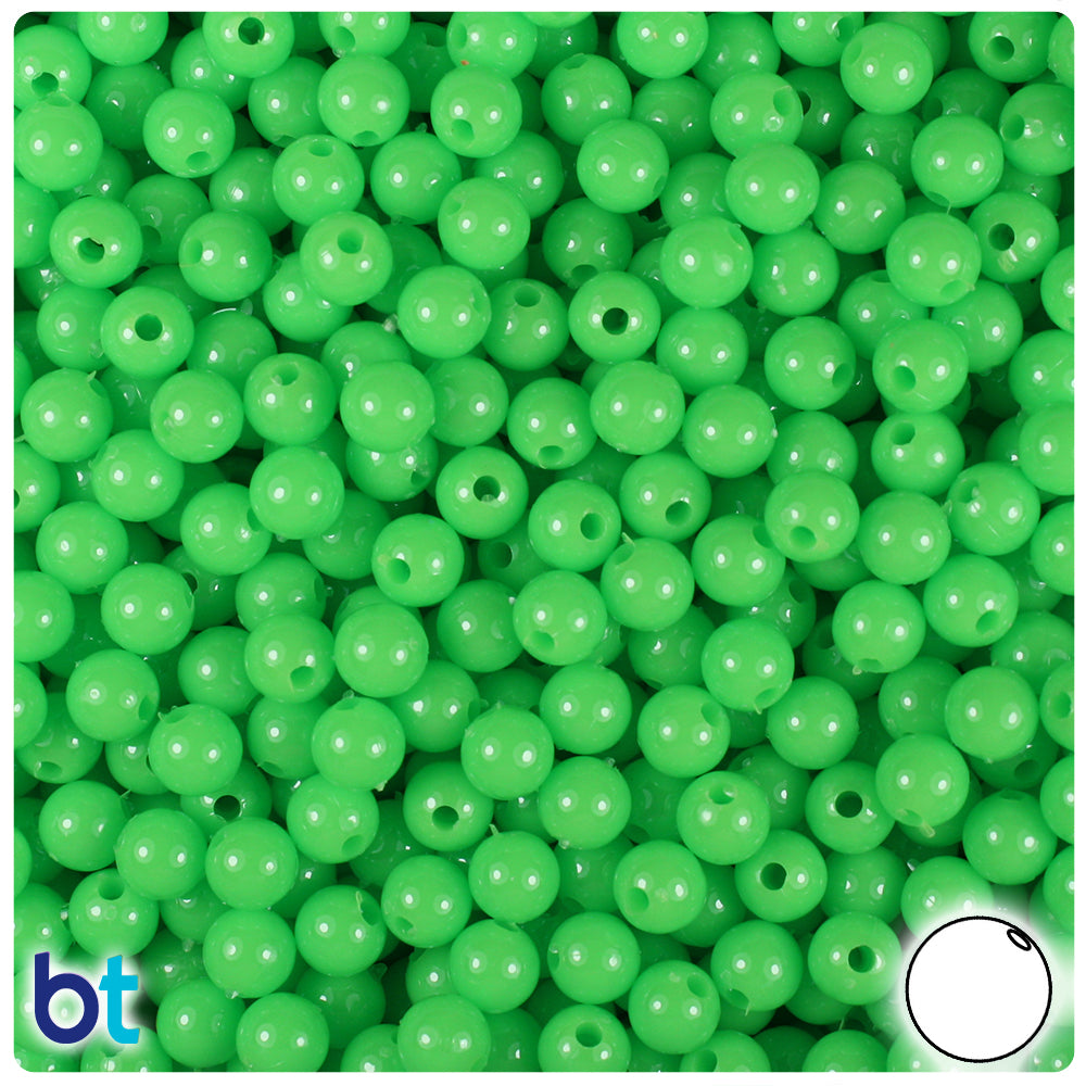 Lime Opaque 6mm Round Plastic Beads (500pcs)