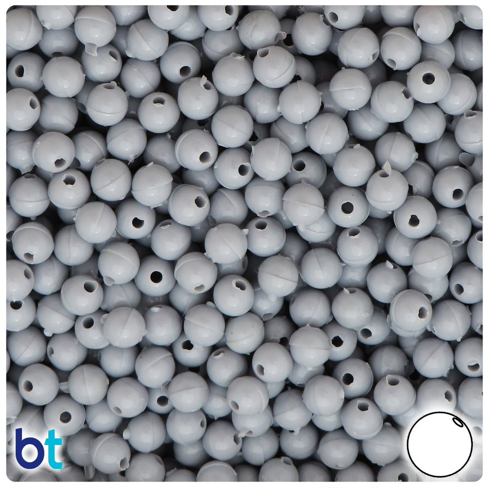 Grey Opaque 6mm Round Plastic Beads (500pcs)