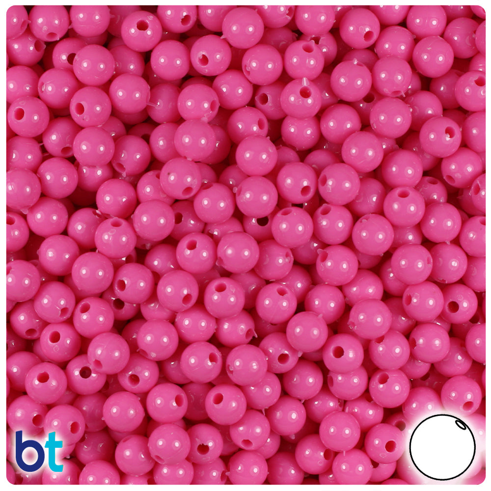 Dark Pink Opaque 6mm Round Plastic Beads (500pcs)