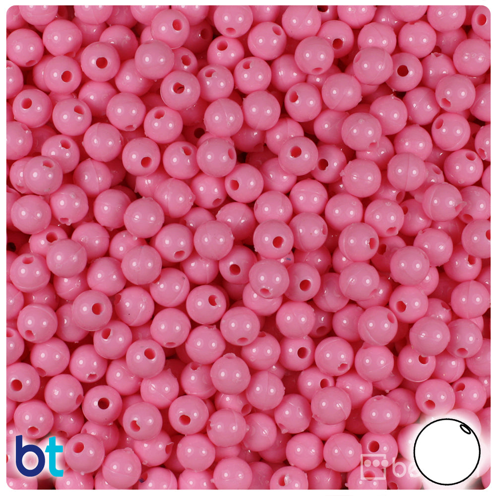 Baby Pink Opaque 6mm Round Plastic Beads (500pcs)