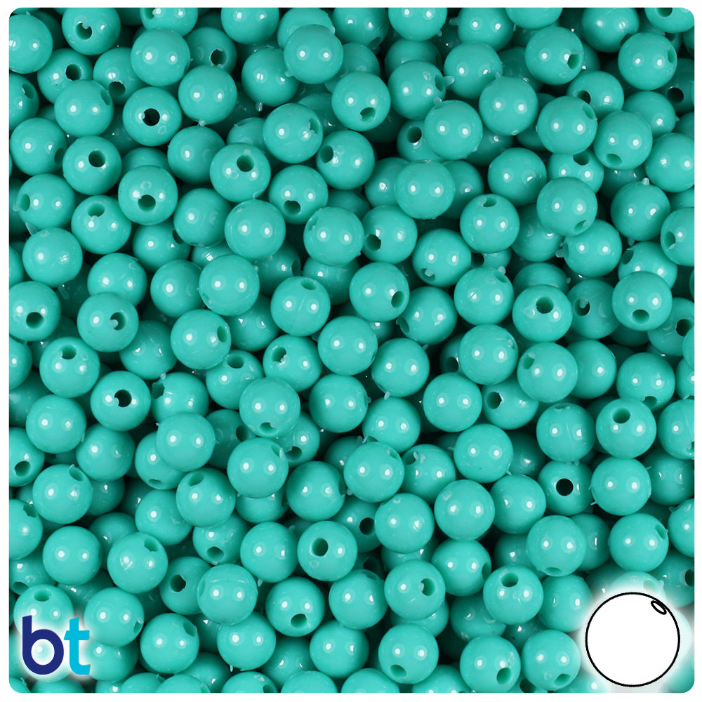 BeadTin Turquoise Marbled 12mm Round Plastic Craft Beads (75pcs