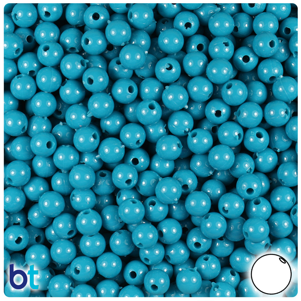 Dark Turquoise Opaque 6mm Round Plastic Beads (500pcs)