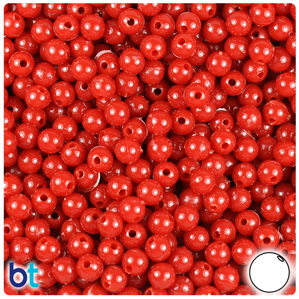 Red Opaque 6mm Round Plastic Beads (500pcs)