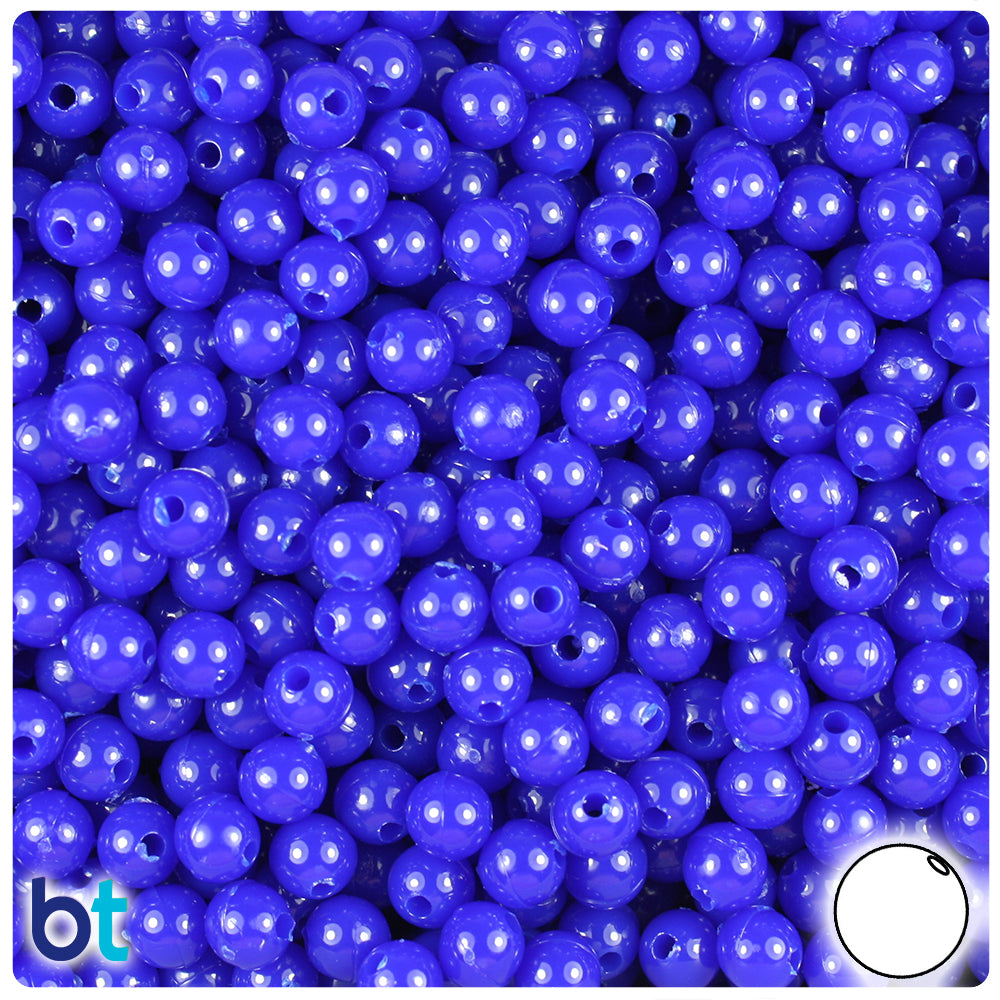 Royal Blue Opaque 6mm Round Plastic Beads (500pcs)