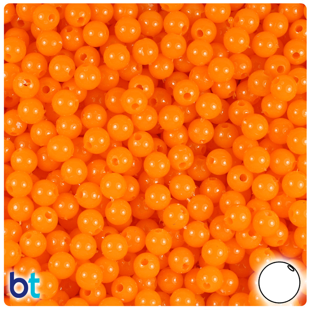 Orange Opaque 6mm Round Plastic Beads (500pcs)